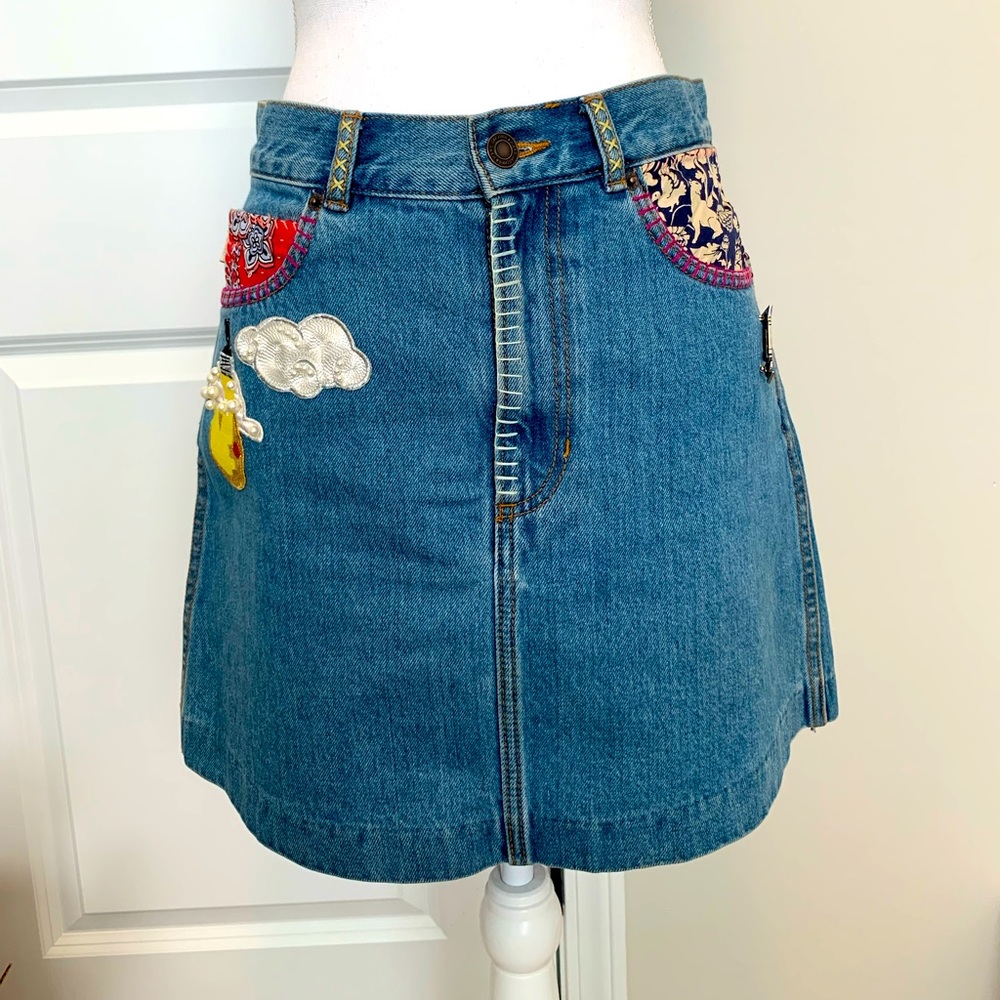 Marc Jacobs Appliquéd Denim Skirt/Size 27